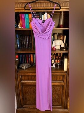 Windsor Lavender Satin Maxi Dress NWT Size M Cowl Neck Formal Dress